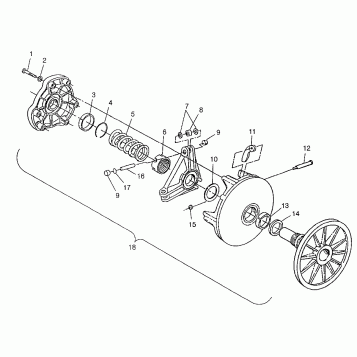 DRIVE CLUTCH 700 RMK 0970966, 700 SKS 0970566 and EUROPEAN 700 SKS E970566 (4938573857C001)
