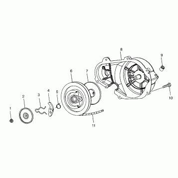 RECOIL STARTER 700 RMK 0970966, 700 SKS 0970566, and EUROPEAN 700 SKS E9705 (4938573857C013)