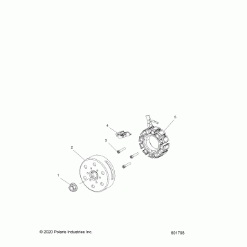 ENGINE, FLYWHEEL AND STATOR - S26MDX6DSA (601708)