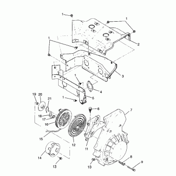 BLOWER HOUSING and RECOIL STARTER SPORT 0980443 and SPORT TOURING 0980243 (4942054205C013)