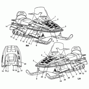 DECALS WIDETRAK LX 0982065 and EUROPEAN WIDETRAK LX E982065 (4943884388A013)