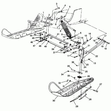 FRONT SUSPENSION and SKI WIDETRAK LX 0982065 and EUROPEAN WIDETRAK LX E9820 (4943884388B001)