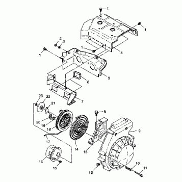 BLOWER HOUSING & RECOIL - 099LT3AS (4946704670c008)