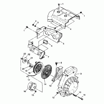 BLOWER HOUSING & RECOIL - 099LD3AS (4946734673c005)