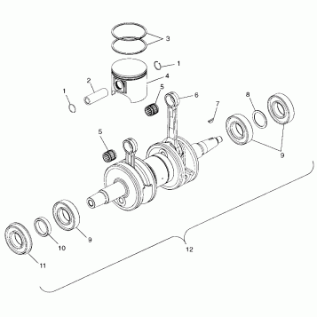 PISTON and CRANKSHAFT - 099SP7AS (4948504850c012)