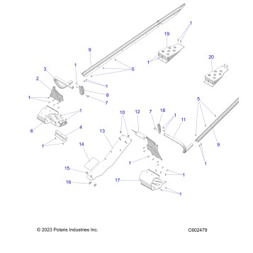 CHASSIS, CLUTCH GUARD, FOOTRESTS, TUNNEL GRIPS - S25CED5TSL/TSU (C601310)