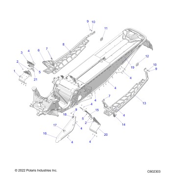 CHASSIS, CLUTCH GUARD, FOOTRESTS, and RUNNINGBOARDS - S23TKV8RS (C602303)