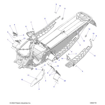 CHASSIS, CLUTCH GUARD, FOOTRESTS, and RUNNINGBOARDS - S23TKP6RS (C602118)