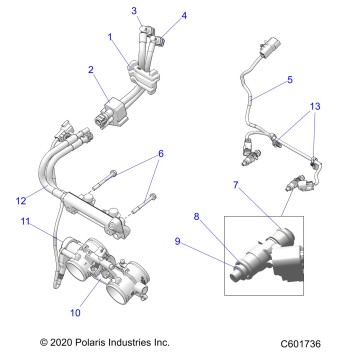 FUEL SYSTEM, RAIL, LINES and THROTTLE BODY - S22EFA8RS/EFB8RS ALL OPTIONS (C601736)