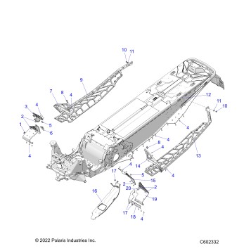 CHASSIS, CLUTCH GUARD, FOOTRESTS, and RUNNINGBOARDS - S23TDP9FS (C602332)