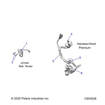 ELECTRICAL, WIRE HARNESS, HOOD, BATTERY TENDER - S26TFM9BSB/9BSC (C603028)