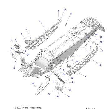 CHASSIS, CLUTCH GUARD, FOOTRESTS, and RUNNINGBOARDS - S23TKP9FS (C602141)