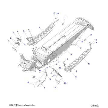 CHASSIS, CLUTCH GUARD, FOOTRESTS, and RUNNINGBOARDS 129 - S23TKV8MS (C601666)