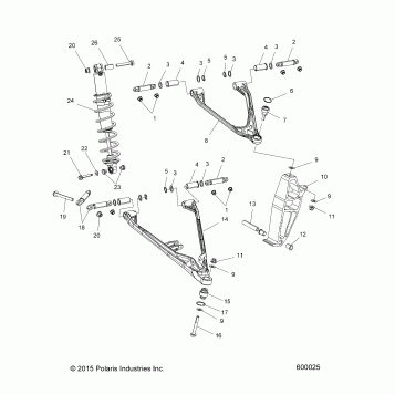 SUSPENSION, CONTROL ARMS, SPINDLE, AND SHOCK MNTG. - S19ELS8R ALL OPTIONS (600025)