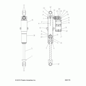 SUSPENSION, SHOCK, REAR TRACK, HI LO ADJ., SNOW CHECK (7044383) - S18DCH8PS (600178)