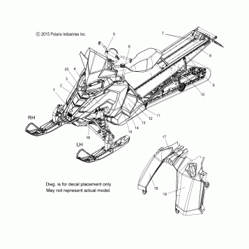 BODY, DECAL, SNOW CHECK, ORANGE SIDE PANEL/BLACK SIDE PANEL W/ORNG GRAPHICS - S16EY8 (600198)