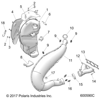 ENGINE, EXHAUST - S19FJB8/FJE8/FJP8 ALL OPTIONS (600590C)