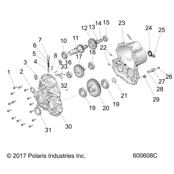 DRIVE TRAIN, GEARCASE ASM 1 - S19FJB8/FJE8/FJP8 ALL OPTIONS (600608C)