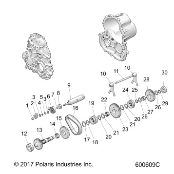DRIVE TRAIN, GEARCASE ASM 2 - S19FJB8/FJE8/FJP8 ALL OPTIONS (49SNOWGEARCASE (600609C)