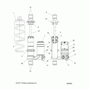 SUSPENSION, SHOCK, FRONT TRACK (ADVENTURE, XC) - S19FJE8/FJP8 ALL OPTIONS (600693C)