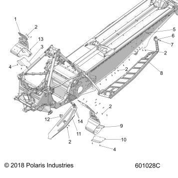 CHASSIS, CLUTCH GUARD, FOOTRESTS, AND RUNNINGBOARDS - S19ELS8R ALL OPTIONS (601028C)