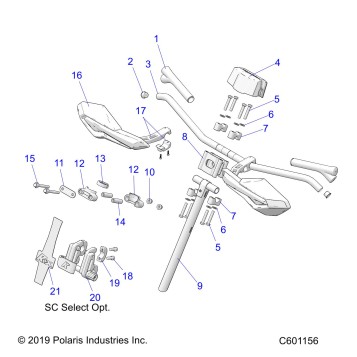 STEERING, UPPER and HANDLEBAR ASM. - S21EKP8RS ALL OPTIONS (C601156)