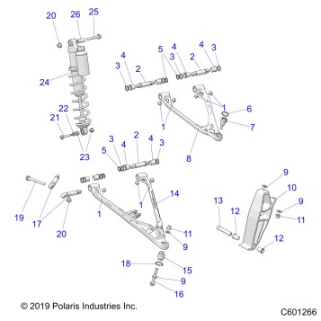 SUSPENSION, CONTROL ARMS, SPINDLE, AND SHOCK MNTG. - S20ELS8PS ALL OPTIONS (600025)