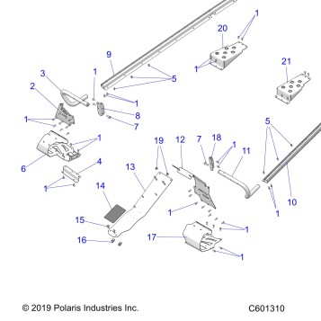 CHASSIS, CLUTCH GUARD, FOOTRESTS, TUNNEL GRIPS - S22CED5TSL/TSU (C601310)