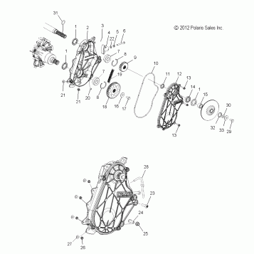 DRIVE TRAIN, CHAINCASE - S16CP8 ALL OPTIONS (49SNOWCHAINCASE13INDY)