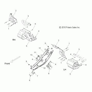 CHASSIS, CLUTCH GUARD and FOOTRESTS - S11BP6/BE6 ALL OPTIONS (49SNOWCLUTCHGUARD11600PRO)