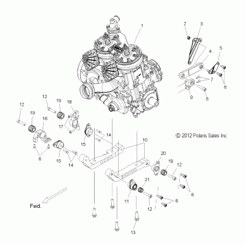 ENGINE, MOUNTING & LONG BLOCK - S16CK6/CM6 ALL OPTIONS (49SNOWENGINEMOUNT13600LE)