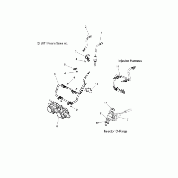 FUEL SYSTEM, RAIL, LINES and THROTTLE BODY - S11BP6/BE6 ALL OPTIONS (49SNOWFUELLINE10PR)
