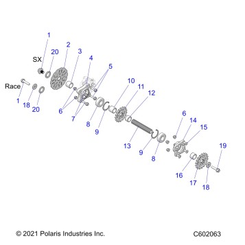 DRIVE TRAIN, JACKSHAFT AND BRAKE DISC - J22FBLXXXA/FBRXXXA (C602063)