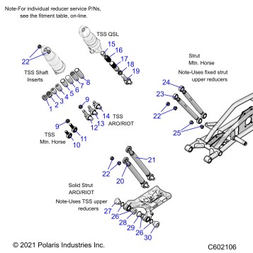INSTALL KIT, SHOCK SHAFT INSERTS/FIXED STRUTS - J23DRBX/DREX/DRGX/DRHX/DMCX/DMFX/DMGX/DMHX (C602106)