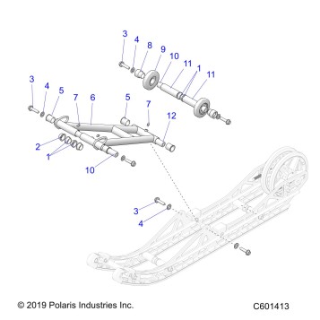 SUSPENSION, FRONT TORQUE ARM AND UPPER WHEEL MOUNT - J20URRXXXA (C601413)