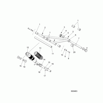 SUSPENSION, TORQUE ARM, FRONT - KTM 690, HUSKY 511, RH SIDE DRIVE MODELS (600463)