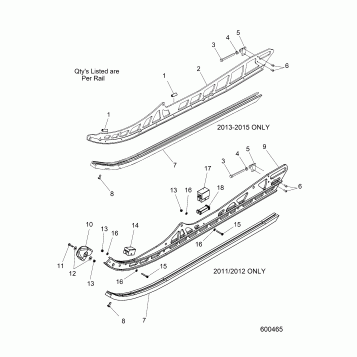 SUSPENSION, RAIL ASM. (LH,RH) - KTM 690, HUSKY 511, RH SIDE DRIVE MODELS (600465)