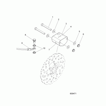 BRAKES, BRAKE LINE AND CALIPER - KTM 690, HUSKY 511, RH SIDE DRIVE MODELS (600471)