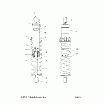 SUSPENSION, SHOCK, REAR - J19URB/USB (600651)