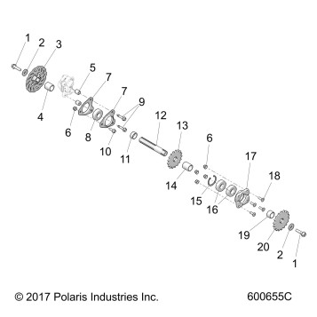 DRIVE TRAIN, JACKSHAFT AND BRAKE DISC - J19URB/URC/USB/USC/UKC ALL OPTIONS (600655)