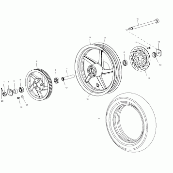 WHEELS, REAR - V00CB15DC (4952565256A014)