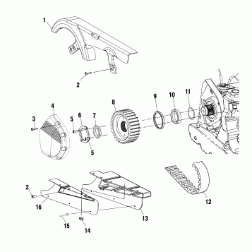 DRIVE TRAIN, FRONT DRIVE SPROCKET - V00CB15DC (4952565256B014)
