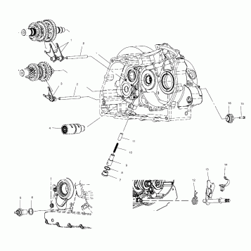 DRIVE TRAIN, SHIFT FORKS/DRUM - V00CB15LE (4952565256C014)