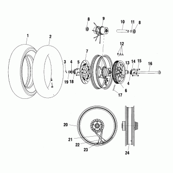 WHEELS, REAR - V01CD15CC (4966146614A012)