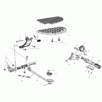 CHASSIS, FLOOR BOARD and SIDE STAND - V02CB16/ALL OPTIONS (4976327632A06)
