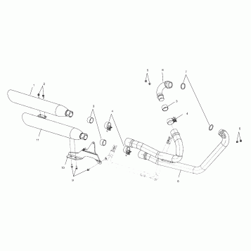 ENGINE, EXHAUST SYSTEM - V02CB16/ALL OPTIONS (4976327632B14)
