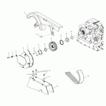 DRIVE TRAIN, FRONT DRIVE SPROCKET - V03CB16/ALL OPTIONS (4983648364C05)