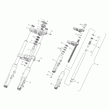SUSPENSION, FRONT FORKS and CLAMP ASM. - V03GB16/ALL OPTIONS (4983688368A09)