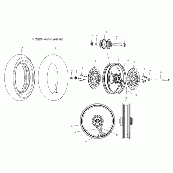 WHEELS, FRONT (LACED) - V04TB16/ALL OPTIONS (4989528952A12)