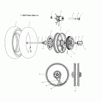 WHEELS, REAR (LACED) - V04TB16/ALL OPTIONS (4989528952A13)